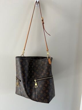 Louis Vuitton Monogram Canvas Bucket Bag in Brown and Tan with Gold Hardware